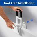 Bathtub Safety Rail, Bathtub Handle Grab Bar with Non-Slip Grip for Seniors, Elderly, Fits 3.1 to 6.7 Inch Tub Walls, Supports 300 lbs