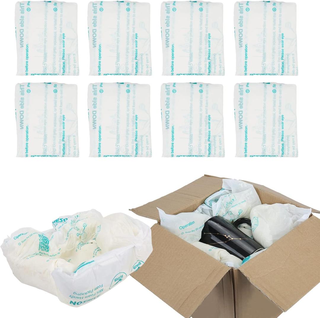 Foam Bag For Shipping, Pack of 8 Handy Foam Room Temperature Expanding Foam Packaging Bags, Instant Pack Quick Expanding Packaging Filler - Packing and Shipping Solution