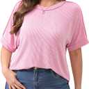 Plus Size Tops for Women Short Sleeve Shirts (4XL, B Pink)