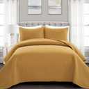 Lush Decor Ava Quilt Diamond Pattern Solid 3 Piece Oversized Bedding Blanket Bedspread Set - King - Mustard