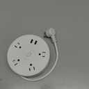 Retractable Power Strip with 6ft Extension Cord, 4 Outlets + 2 USB Ports - Portable for Travel, Home, and Office (White)