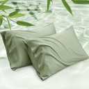 Bedsure Pillow Cases Queen, Cooling Pillow Cases, Rayon Derived from Bamboo Sage Green Pillowcases Queen Size Set of 2, PureWoven Silky Soft Bedding Pillow Covers with Envelope Closure, 20x30 Inches
