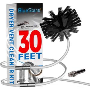 Upgraded 30 Feet Dryer Vent Cleaner Kit with Drill Attachment - Extendable Dryer Vent Cleaner Kit with Brush & 22 Detachable Rods - Compatible with Most Vacuum Cleaner by BlueStars