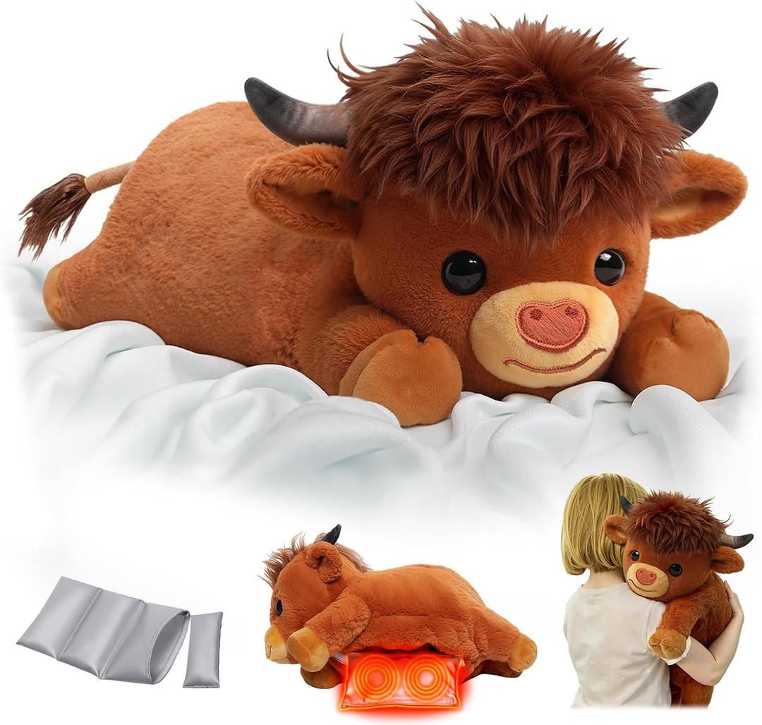 Mewaii Weighted Stuffed Animals with Microwavable Heating Pad - 5 lbs Adjustable, Heatable & Coolable Stuffed Animal for Realistic Hug, Removable Inner Pad, Plush Gifts for Kids (Amber Brown, 23 Inch)