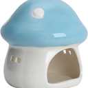 PENCK Cute Aquarium Mushroom House Betta Fish Tank Accessory Decor Mini Ceramic Fish Hideout Shrimp Cave Ornament (Blue)