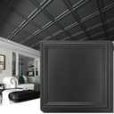 Art3d 24-Pack Drop Relief Ceiling Tiles for Home, Office & Commercial Space, 24 x 24in PVC Waterproof 3D Wall Panels Cover 96 Sq. Ft, Black