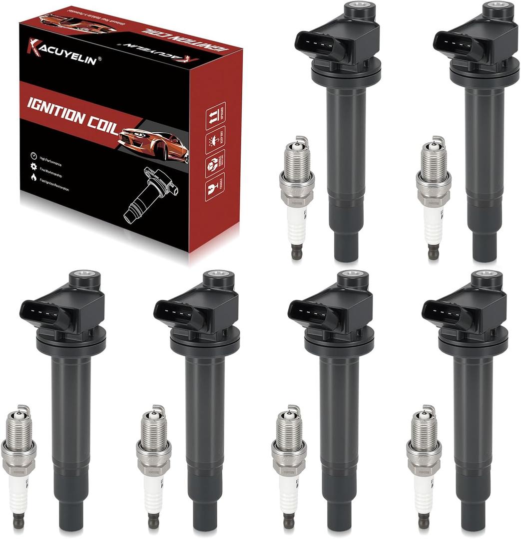 UF267 Ignition Coil Pack and Iridium Spark Plugs Set of 6 Compatible with Toyota Camry Sienna Solara Lexus ES300 RX330 1999-2010 Replaces#C1175, 4504