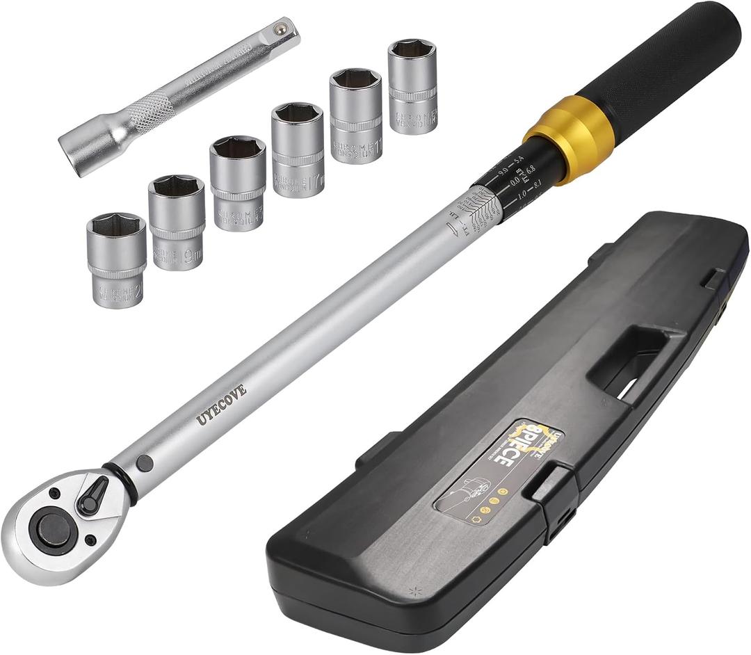1/2-Inch Drive Click Torque Wrench Set 10-160 FT-LB/13.6-217Nm | Torque Wrench 1/2 Drive, 1/2 Torque Wrench Kit with Extension Bar & Socket Set- 8 PCS