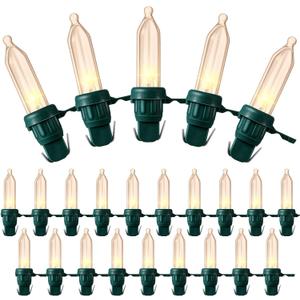 120 Pcs Christmas LED Replacement Bulb Mini Wide Angle LED Xmas Bulbs Tree Light Outdoor String Light Replacement for Christmas Garden Party Decor(Green Base with Warm White Bulb)