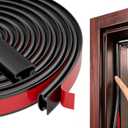 Black Rubber Weather Stripping Door Seal Strip, D Shape Door Weather Seal Strip, Self-Adhesive Soundproofing Frame Insulation Tape for Doors Frame/Window Seal,Blocks Cold Drafts Noise (23 feet)