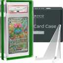 PSA Graded Card Display Acrylic Case for Standard PSA and CGC Slabs - Slab Case - PSA Card Case - Graded Card Display Case - Updated Dimensions - Stand Included (Green Border)