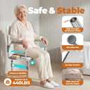Folding Shower Chair for Inside Shower, Tub and Bathroom 440lb Weight Capacity - Height Adjustable Foldable Shower Chair for Elderly and Disabled - XXL Shower Seat with Arms, Back, Cushion & Shelf