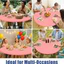 Moosfor Round Spandex Tablecloth, Elastic Fitted Waterproof Tablecloths for 36"-44" Tables, Stretch Washable Picnic Table Cover for Camping, Dining, Indoor and Outdoor,Coral Red