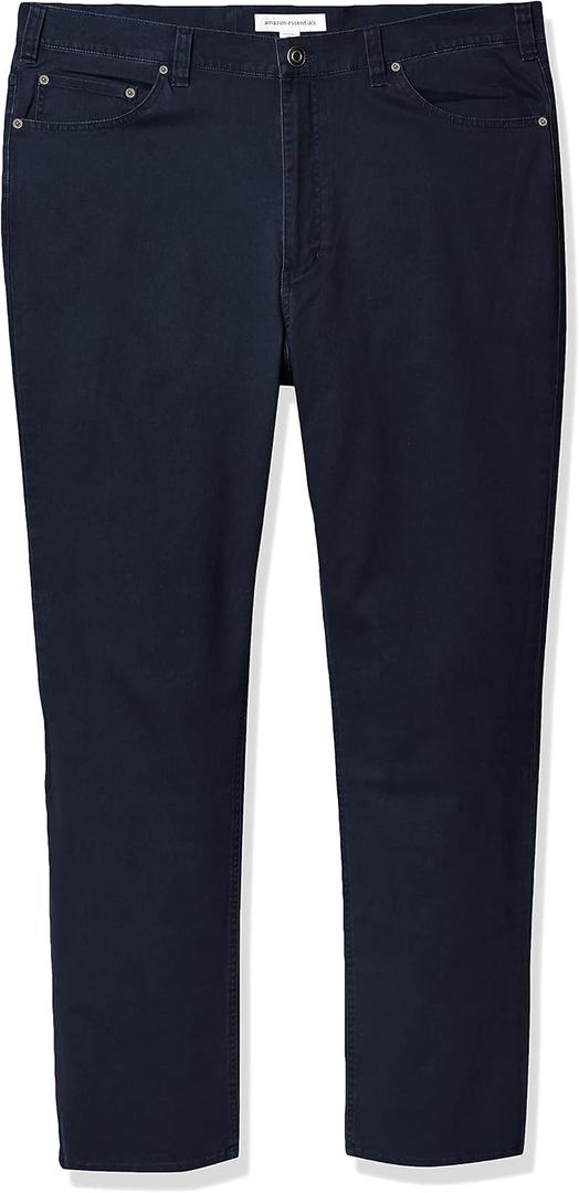 Amazon Essentials Men's Straight Fit 5-Pocket Stretch Twill Pants, Navy, 42W x 32L