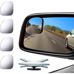 Mudder 4 Pcs Blind Spot Automobile Car Mirror Glass Frameless Convex Mirror Blindspot Side Blindspot Rearview Wide-angled Rear View Mirrors with Adjustable Stick for Suv Trucks Car Accessories