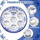 Newtay 24 Pcs Passover Seder Plate Plastic 10" Disposable Plates Passover Decorations for Kids Adults Communal Seders Foods Pesach Kitchen Accessories Table Decorations(Blue Floral Renaissance)