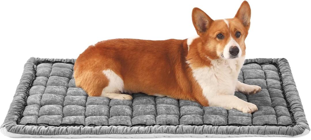 Dog Bed Mats Crate Pad for Small, Medium, Large Dogs, Washable Anti-Slip Pet Bed Mats, Cozy Warm Cat Beds Sleeping Pad (Grey, 30.0" L x 20.0" W x 1.5" Th)