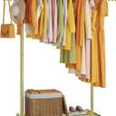 HYSEYY Clothes Rack, Clothing Rack for Hanging Clothes, Rolling Garment Rack Sturdy Coat Rack Portable Wardrobe Rack Metal Closet Rack for Bedroom Laundry Living Room, Gold