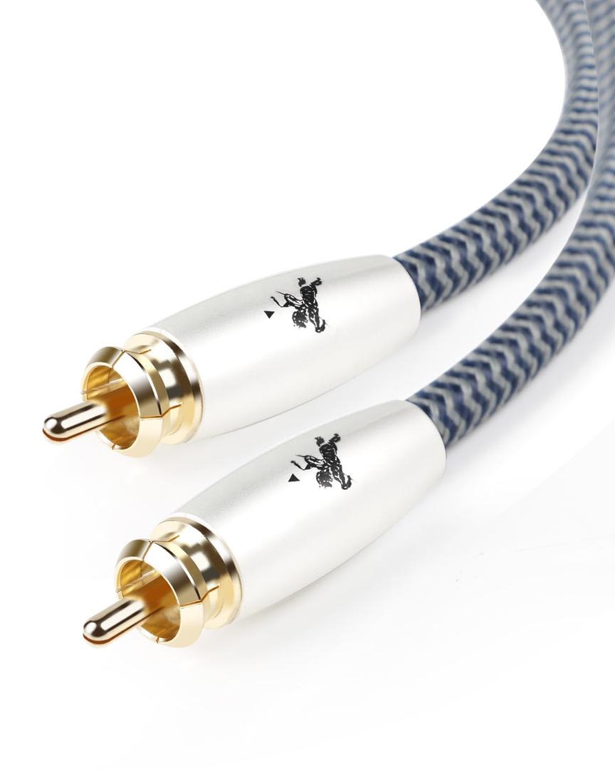 Subwoofer Digital Audio Coaxial Cable Dual Shielded Cord, 24K Gold Plated Connector RCA to RCA Stereo Cable 9.84feet/3M