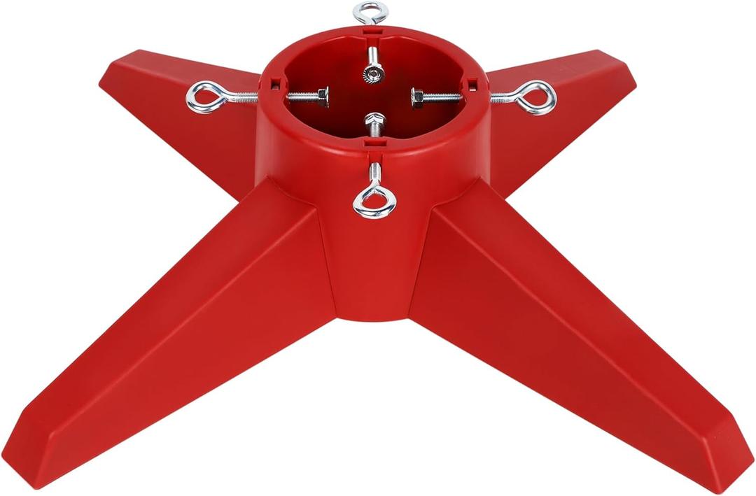 Blissun Christmas Tree Stand, Xmas Tree Base Stand, Christmas Tree Holder for Real Trees, Fits up to 8FT Real and Artificial Trees, Red
