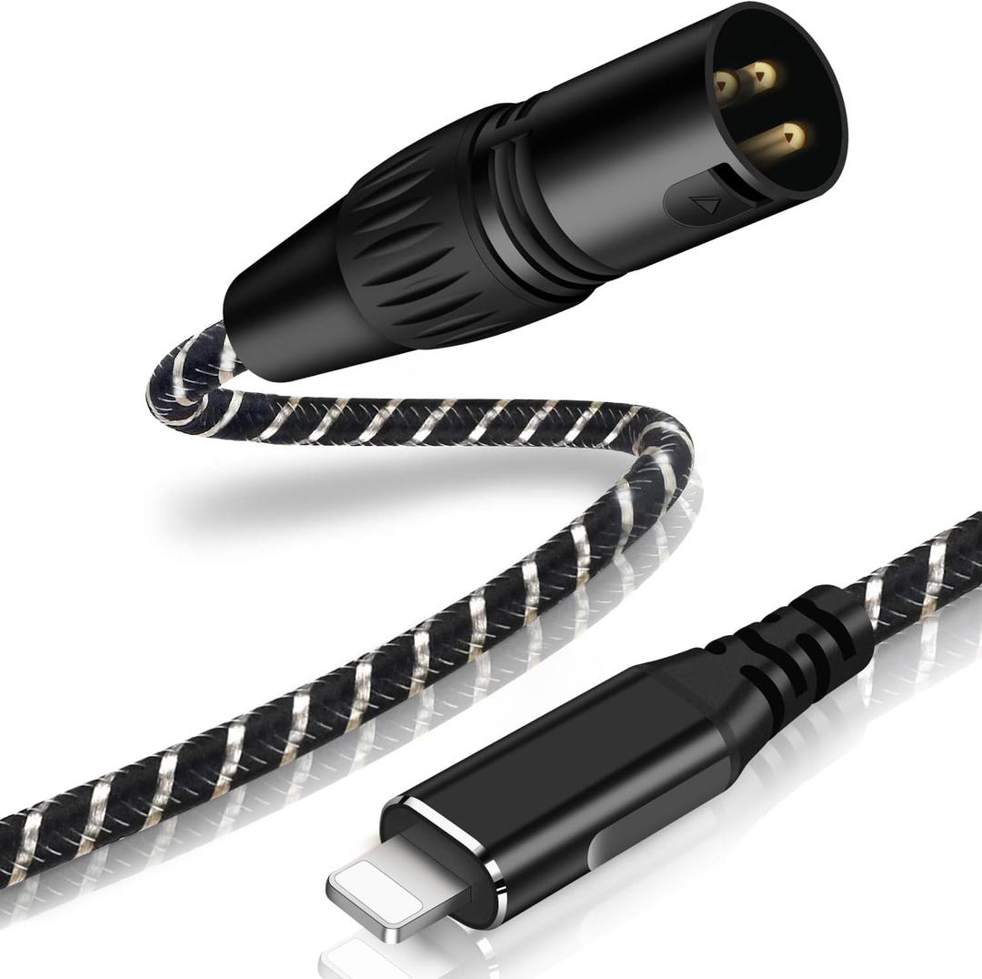 Lightning to XLR Male Output Audio Cable 6.6FT,i Phone to X LR Audio Stereo Cable, for Speaker, Amplifier, Mixer Console, etc (Unidirectional from Lightning to XLR Only)