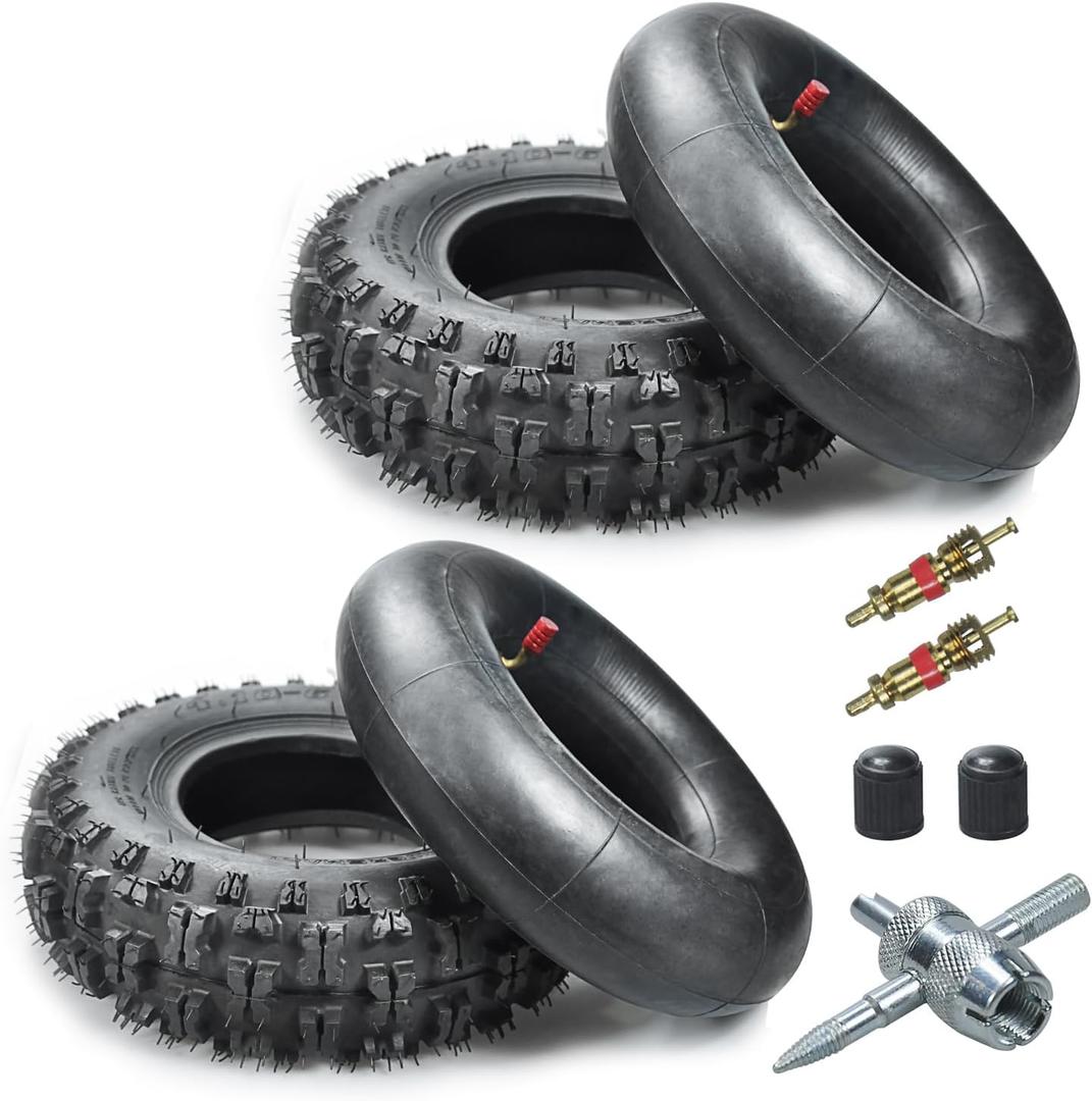 4.10/3.50-6 4.10-6 NHS Tire and Inner Tube for Lawn Mower Wheelbarrows 4 Wheelers ATV Quad Go Kart Snow Blower Tractors Hand Trucks Generators Utility Carts Trolleys Mini Bike Heavy Duty 2 Pack