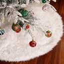 36 Inch Faux Fur Christmas Tree Skirt, White Fluffy Plush Xmas Tree Mat for Christmas Holiday Party Home Decor, White