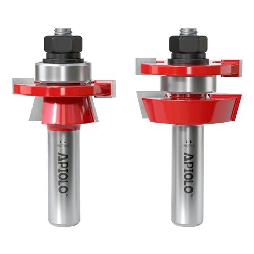 Professional 2PCS Round Over Style Rail and Stile Router Bits Set 1/2 Inch Shank, 3/8 Inch Cutting Depth, Up to 7/8 Inch Stock, Door Frame Shaper Cutters Raise Panel Making Router Bit Set