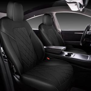 Tapha Faux Leather Seat Cover Set for Tesla Model Y 2020-2022, Breathable and Water-Resistant, Include Seat Covers for Front and Rear Seats (Black)