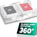 Playing Cards Holder Rotating 360  Compact Plastic Playing Card Tray for Easy Access for 2 Decks | Organizes Multiple Decks for Canasta, Poker and More | Lightweight, Durable with Smooth Rotation