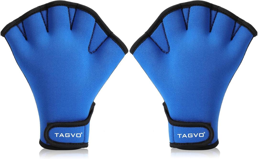 TAGVO Aquatic Gloves for Helping Upper Body Resistance, Webbed Swim Gloves Well Stitching, No Fading, Sizes for Men Women Adult Children Aquatic Fitness Water Resistance Training (Small, Blue)
