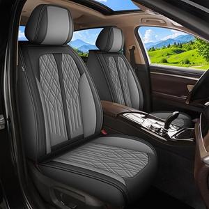 2 Front Car Seat Cover Fit for Jeep Liberty 2002-2012,Faux Leather Breathable Waterproof Liberty Seat Covers Automotive Cushion Protector Compatible with Airbag (2 Seats, Black & Grey)