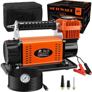 METOWARE Offroad Air Compressor, 12 V Portable Air Pump, Tire Inflator for Car Heavy Duty, Max 150PSI for 4  4 SUV Vehicle RV ATV Truck (5.65cfm, Single Motor)
