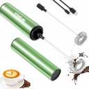 Rechargeable Milk Frother, Electric Coffee Foamer, Handheld Drink Mixer for Latte, Cappuccino, Coffee, Eggs, Hot Chocolate, Protein,Green
