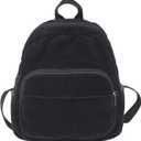 Makukke Small Corduroy Backpack Purse for Women - Vintage Mini Fashion Casual Aesthetic Backpack, Black