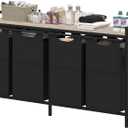 Heybly Laundry Hampers, 4 x 12.5 Gal Laundry Basket with Large Desktop Sorter for Laundry Room organization, Bathroom and Dorm Laundry Bags on Storage Shelf Greige HLH004SG