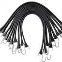 15" Rubber Bungee Cords with Hooks, Heavy Duty EPDM Bungee Cord with 150% Max Stretch, Heavy Duty Bungee Straps for Securing Tarps, Canvases, Cargo, Motorcycle, Weatherproof, Pack of 10