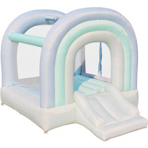 Bounceland Daydreamer Mist Bounce House, Pastel Bouncer with Slide, 8.9 ft L x 7.2 ft W x 6.7 ft H, UL Blower Included, Basketball Hoop, 30 Pastel Plastic Balls, Trendy Bouncer for Kids