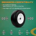 HQPASFY 13x5.00-6 Flat-Free Lawn Mower Tire & Wheel Set of 2, Zero-Turn Mower Front Tires with 1/2" & 5/8" Bearings, Solid Smooth Puncture-Proof Replacement for Lawn Mowers & Zero-Turn Mowers, White