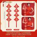 30 Pcs Chinese New Year Decoration 2026 Include 2 Pcs 45 x 9in Chinese Knot Couplets 6 Red Envelope 16 Potted Plant Pendant and 6 Copper Coin Pendants for Lunar New Year Decoration(Blessings)