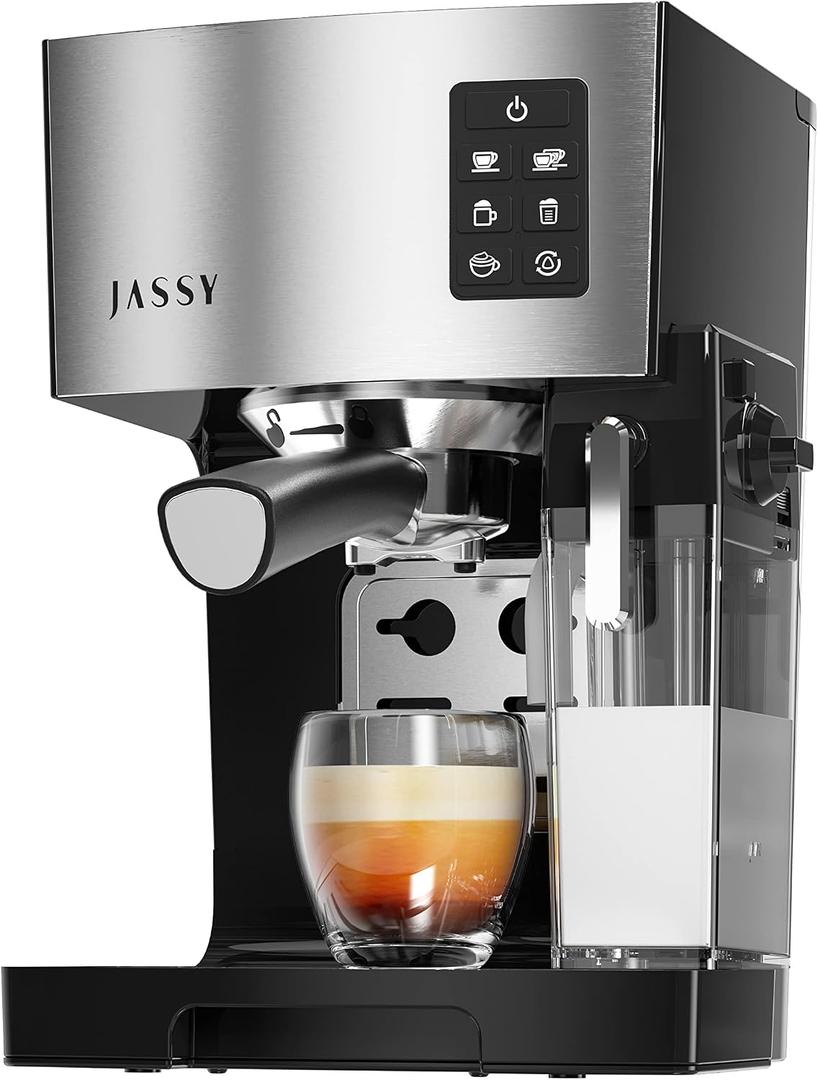 JASSY Espresso Machine 20 Bar Cappuccino Coffee Maker with Foaming Milk Tank,Multiple Functions for Espresso/Moka/Cappuccino,Self-Cleaning System