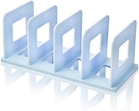 Lemical 4-Section Vertical Desk Organizer, Detachable Desktop File Sorter, Document & Magazine Holder for Office, Home, School & Dorm (Blue)