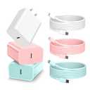 Phone Charger Fast Charging, 3 Pack 20W Type C Wall Charger Block, Fast Charging 20W Power Adapter Cube Compatible with Phone 14/Pro/Pro Max/Plus/13/12/11, XS/XR/X, Pad, Samsumg (White Pink Blue) (6FT)