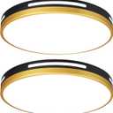 2Pack LED Flush Mount Ceiling Light Fixture, 15 36W Dimmable Kitchen Lighting Fixtures Ceiling, Black and Gold Modern Light Fixtures Ceiling Mount for Bedroom, Bathroom, Living Room