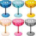 Ciaell 12PCS Plastic Martini Glasses - 10 Oz Colored Elegant Disposable Cocktail Glasses for Champagne Wine Wedding Party Anniversary Bar