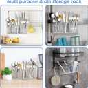 2pc 304 Stainless Steel Utensil Holder,Silverware Drying Rack with Hooks for Dish Drainer,Dish Drying Rack with 3 Divided Compartments,Knife and Fork Drainage Rack,With Hooks, Rust Proof, Color-Silver