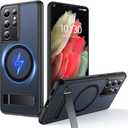 for Samsung Galaxy S21 Ultra Case with MagSafe [Adjustable Kickstand] [Charge While Standing] [Military Shockproof] Translucent Matte Soft Silicone Bumper for S21 Ultra Phone Case Slim, Black