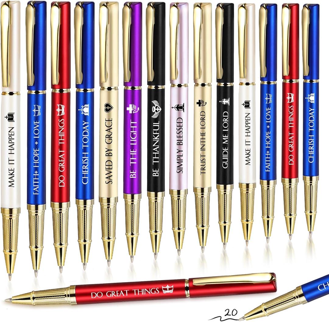 Fuutreo 20 Pcs Christian Grandparents Day Gift for Church Christian Pens Bulk Bible Verse Ballpoint Pen Inspirational Church Clergy Gift for Men Women Pastor Sunday School Bible Study Supplies