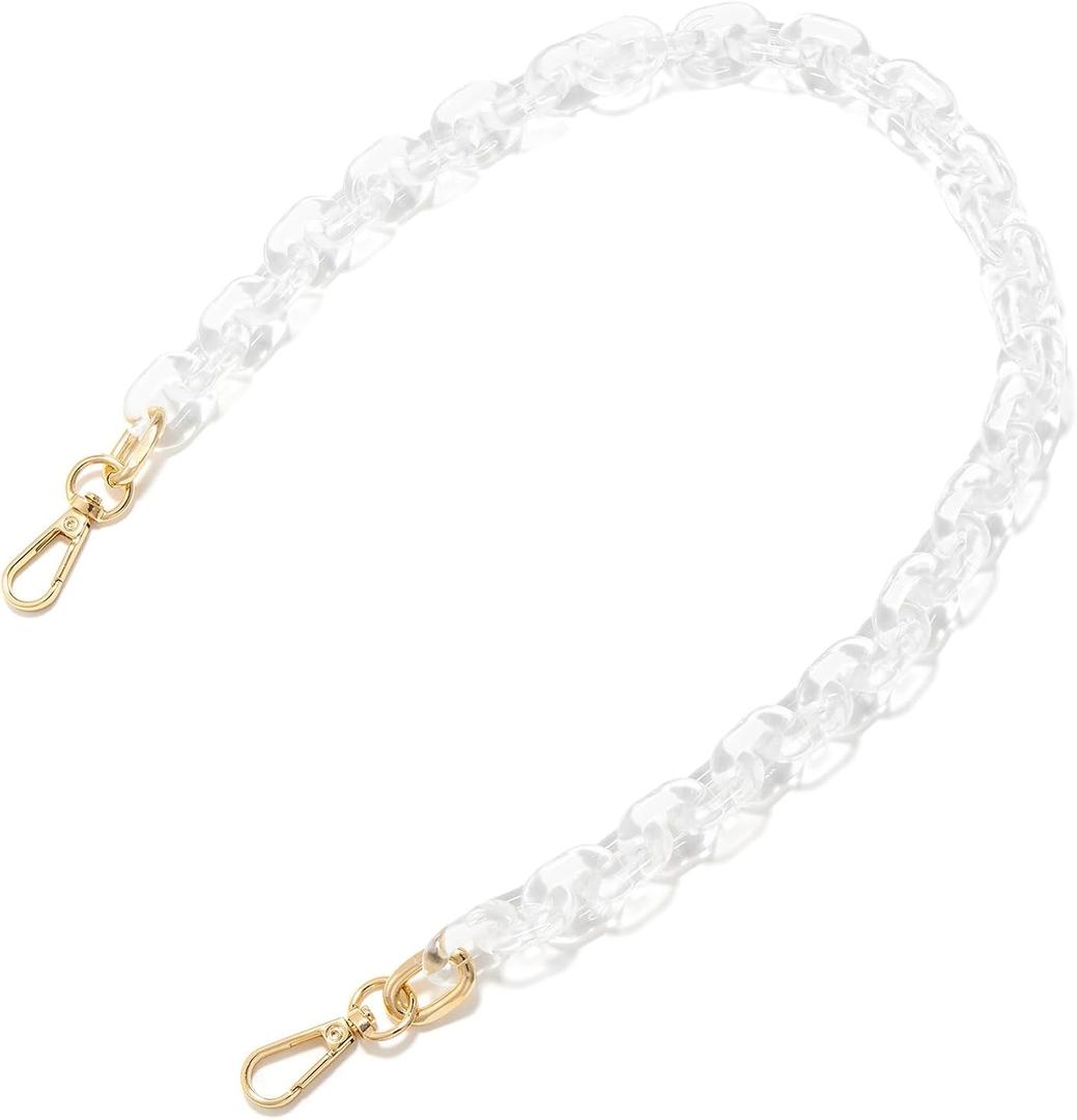 ZOOEASS Acrylic Purse Strap Transparent 23.6inch Oval Bag Chains Resin Handbag Strap DIY Replacement Purse Charm Chain ExtenderTransparent-60CM