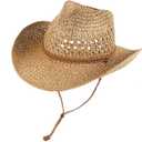 Straw Cowboy Hat Wide Brim Sun Beach Cowgirl Hat for Women and Men Summer Western Cowboy for Travel Outdoor Family